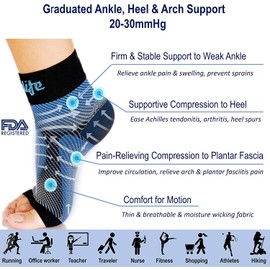 Dowellife Plantar Fasciitis Socks, Ankle Brace Compression Support Sleeves & Arch Support, Foot Compression Sleeves, Ease Swelling, Achilles Tendonitis, Heel Spur for Men Women