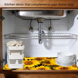 Yangbliss 22" X 34 Sunflower Under Sink Mat,Super Absorbent Shelf Drawer And Cabinet Liner, Foldable Sink Protectors For Kitchen Organizers And Storage,Kitchen Decor And Accessories(22inches*34inches)