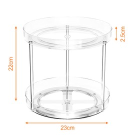 Relota Spice Rack Rotating 2 Tiers, Turntable Kitchen Organiser Small Thick Transparent PET Turntable Organiser Spice Carousel Rotating for Spice Jars, Herbs and Spice Bottles