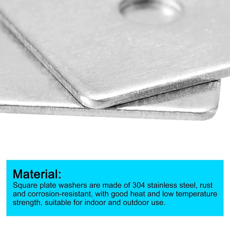 sourcing map Square Washer, 20pcs M4x20x20x1mm 304 Stainless Steel Square