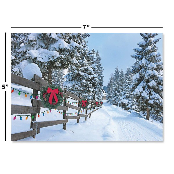 Current Forest Lane Personalized Christmas Greeting Cards Set - Set of 18 Large 5 x 7-Inch Folded Cards, Themed Holiday Card Value Pack, Add Names or Text, Envelopes Included
