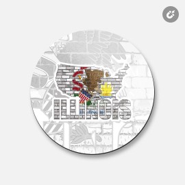 Unbranded Illinois USA Flag State Slogan | 4'' X 4'' Round Decorative Magnet