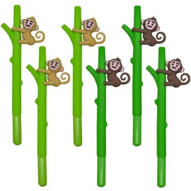 Maydahui 12 PCS Tree Climbing Monkey Gel Pen Cute Cartoon Animal Pens Soft Silicone Black Ink for Boys Office School Stationery Supplies