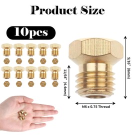 10 PCS Universal Gas Nozzle Injectors For LPG Propane Burner | Sizes - Thread M6 x 0.75 | 0.5-0.65-(2 x 0.7)-0.80-(2 x 0.87)-0.90-0.95-1.02