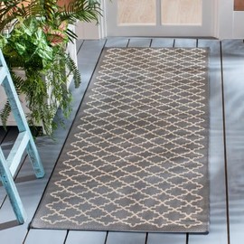 SAFAVIEH Courtyard Collection 2'3" x 20' Anthracite/Beige CY6919 Trellis Indoor/ Outdoor-Waterproof Easy-Cleaning Patio Backyard Mudroom Runner-Rug