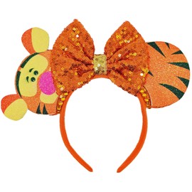 ZHENNAN Mouse Ears Headbands for Women, Glitter Cute Tigger Ears Hairbands for Men, Tigger Costume Birthday Party Favors