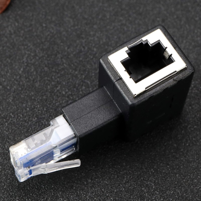 ECSiNG 2PCS RJ45 Ethernet Adapter 90 Degree Male to Female