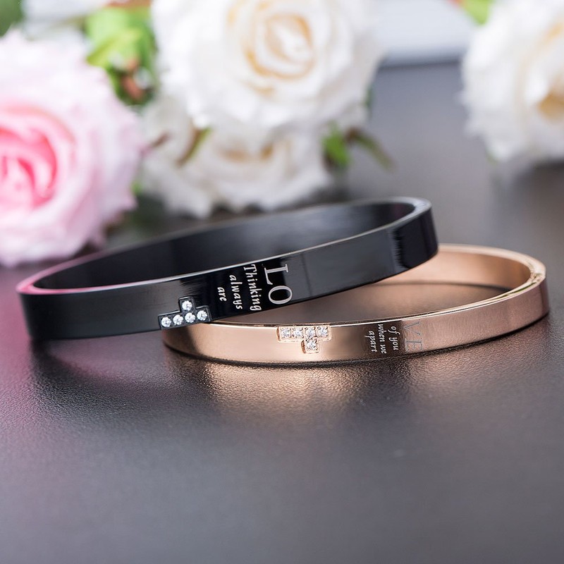 Wolentty Couples His and Hers Distance Bracelets Stainless Steel Love