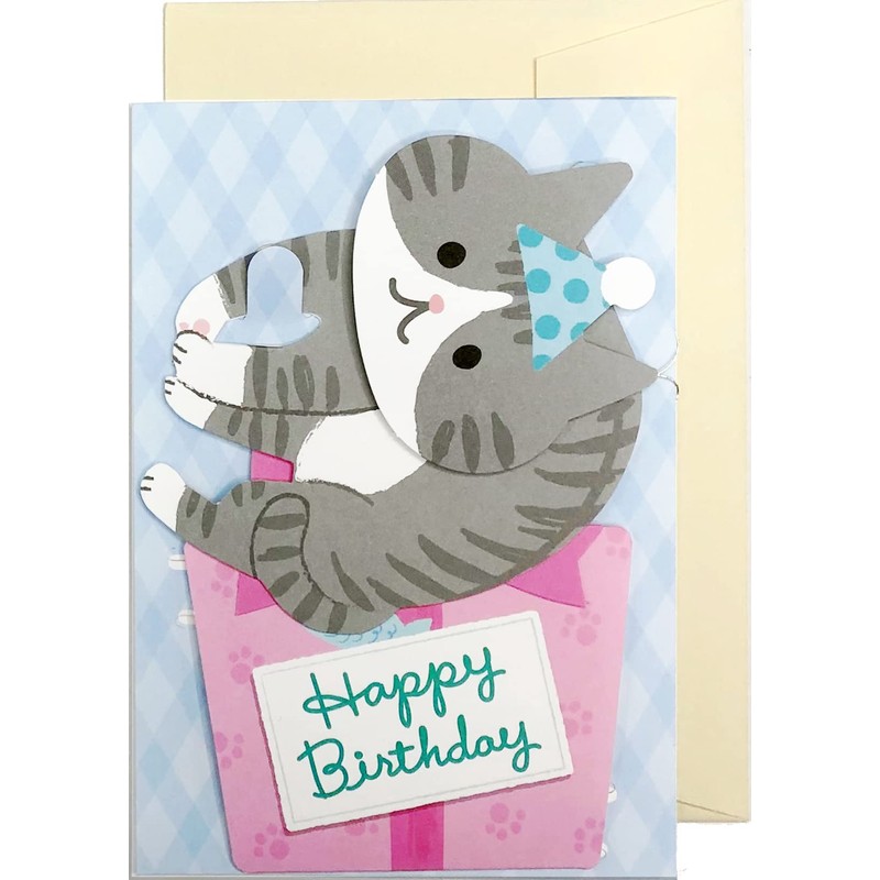SANRIO BD47-1 L 347 889903 Birthday Card, Holding Cat