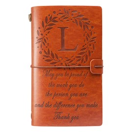 Filten Thank You Gifts Monogrammed Initial Leather Journal Make a Difference Notebook Inspirational Gifts Appreciation Gifts Employee Boss Pastor Volunteer Nurse Doctors Teacher Coworkers for Women