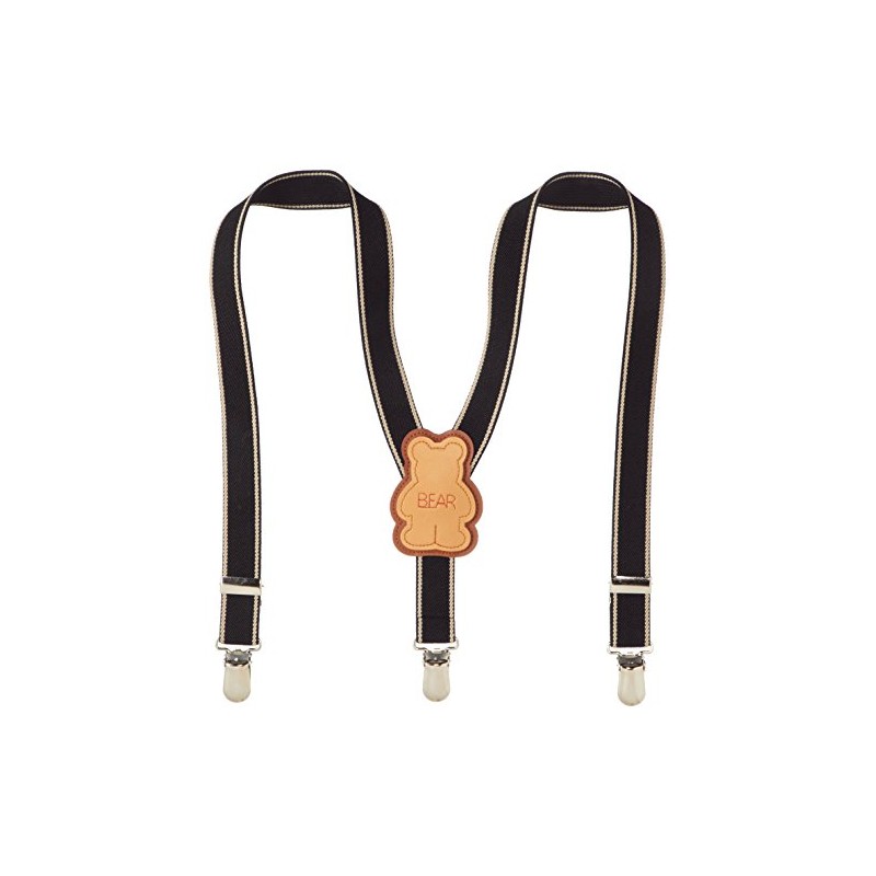 [Made in Japan] Kids Suspenders (Bear Bear) Black x Beige