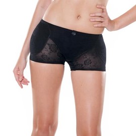 Bubbles Bodywear Bombshell Hip and Butt Padded Lowrise Boyshort (Large, Black)