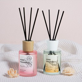 YISOWUH Reed Diffuser - Sea Guaiac Wood&Pink Peony 4.06oz (120ml) 2 Packs Essential Oil Reed Diffuser Set with 16 Sticks, Long Lasting Fragrance for Home, Bathroom, Bedroom, Room, Decor