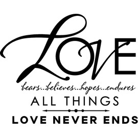 LOVE BEARS. BELIVES. HOPES. ENDURES. ALL THINGS VINYL DECAL HOME DECOR