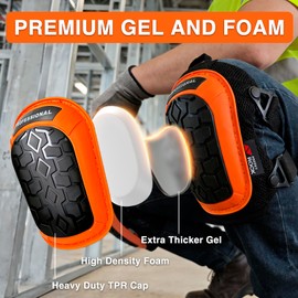 FREEKYROCK Work Knee Pads for Men Construction, Knee Pads for Work, Orange