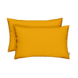 RSH DECOR: Sunbrella Lumbar Throw Pillows Set of 2 | 20" x 12" | Water and Fade-Resistant Performance Fabric | Outdoor Pillow Covers with Down-Alternative Inserts | Canvas Sunflower Yellow