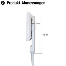 Meister Schutzkontakt-Verlängerung - Extraflacher Stecker - 3 m Kabel - weiß - IP20 Innenbereich / Kupplung mit Berührungsschutz / Schuko-Verlängerung mit Flachstecker / Stromkabel / 7432360