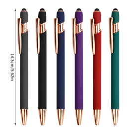 Kioiner 6 Pcs Ballpoint Pens with Stylus Tips, 2 in 1 Stylus Ballpoint Pen for Touch Screens, 1.0mm Black Ink Retractable Stylus Pen for Tablets Smartphones All Touchscreen Devices