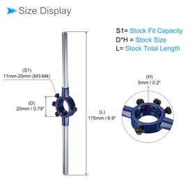 CoCud Tap and Die Set, 8-32 UNC Die & 11mm-20mm OD / M3-M4 Die Set, High Speed Steel Tap and Wrench