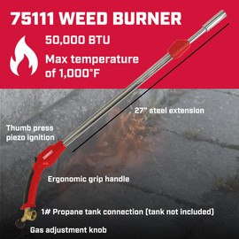 Chapin 75111: Propane Weed Burner Torch, 50,000 BTU, Electric Piezo Ignition with Gas Valve, 1-Lb Connection