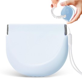 Silicone Retainer Denture Storage Case Holder, Portable Slim Dental Container Cleaning Box with Drain Holes and Leakproof for Aligners, Mouth Guards, Night Guards, Removable Dental Appliances (Blue)