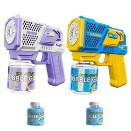 Children's Bubble Gun, 2 Pieces Bubble Gun, with 2 Bottles of Bubble Liquid, 5000+ Bubbles per Minute, Bubble Machine for Outdoor Parties