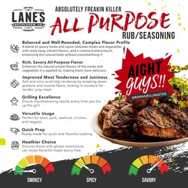 Lane's Bama Grill Master Pork BBQ Seasonings and Rubs, All-Purpose AbsolutelyFreakinKiller Savory Spicy BBQ Rub Seasoning, Made in USA, 13 Oz