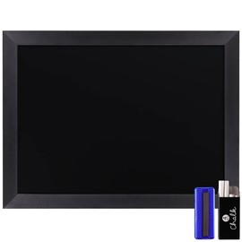 HBCY Creations 18" x 24" Rustic Black Solid Wood Frame Wall Chalkboard, Magnetic Surface, Home Décor, Restaurant & Café Menus, Blackboard, Includes Chalk, Eraser & Hanging Hardware