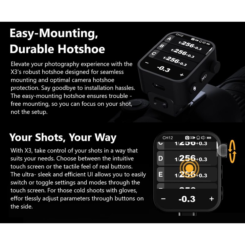 Godox X3C X3 C X3-C 𝗧𝗼𝘂𝗰𝗵𝘀𝗰𝗿𝗲𝗲𝗻 TTL Wireless Flash Trigger