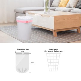 Waikas 1.2 Gallon Small Trash Bags Drawstring, Mini Garbage Bags, 88 Count, 1.14Mil Thickness, 3.8g/pcs, 38 * 41cm, Unscented, Clear