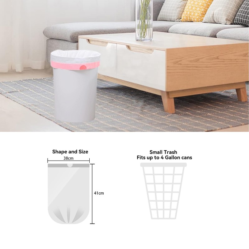 Waikas 1.2 Gallon Small Trash Bags Drawstring, Mini Garbage Bags,