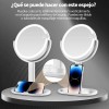 Espejo Maquillaje Led Doble Cara Portátil - 1x/10x Aumento, Retráctil,
