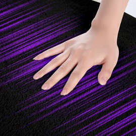 Feelyou Purple and Black 16"x24" 3D Printed Abstract Bath Mat