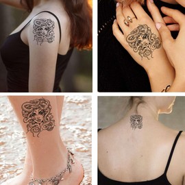 Dopetattoo 6 Sheets Fake Tattoos Medusa Tattoo Temporary Tattoos Suitable for Adult Women Men for Children Boys and Girls