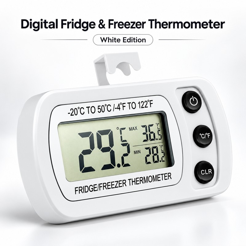 Digital Refrigerator Thermometer for Kitchen Storage – Magnetic LCD Temperature