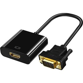VGA HDMI Converter Adapter with 3.5 mm Audio Jack, HDMI Cable, VGA (Male) to HDMI Female Converter, VGA to HDMI Output, VGA, HDMI Converter, Cable, Stable Output, 1080P Audio Transfer, Gold-Plated