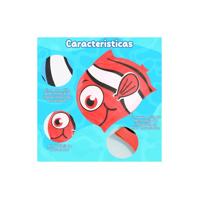Gorros de Natación para Niños,Gorro de natación de Silicona Unisex,