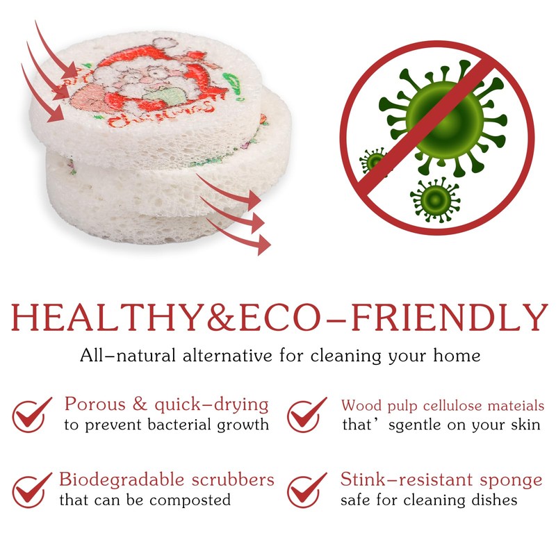 3 Pcs Biodegradable Wood Pulp Cellulose Compressed Cleaning Sponge Premium