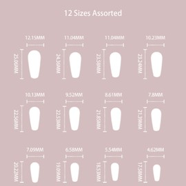 24pcs Long Coffin False Nails French White Tip Stick on Nails Press on Nails Removable Glue-on Nails Fake Nails Nail Art Accessories