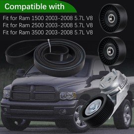 MINETPS 38382 Serpentine Belt Tensioner Idler Pulley Drive Assembly Kit Fit for 2003 2004 2005 2006 2007 2008 Dodge Ram 1500/2500/3500 5.7L V8 Replace 53032130AA 53032130AC 38058 7PK2570