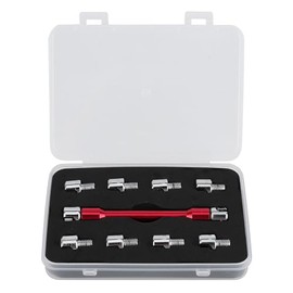 Qiilu - Juego de llaves CNC para radios para motocicleta, viene con caja de 5.0 a 6.8 pulgadas de longitud, 93 mm para la mayoría de motocicletas (rojo)