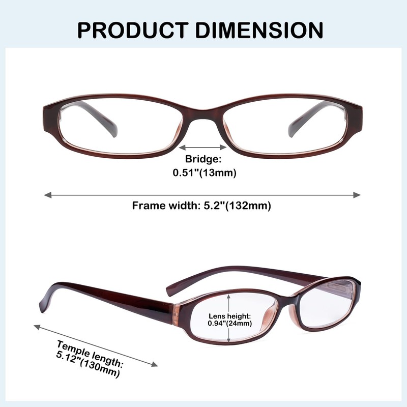 CessBlu 10 Pack Classic Reading Glasses for Women Narrow Frame