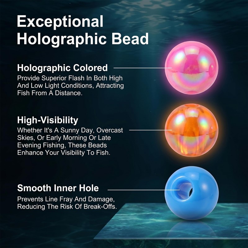 Alrhso 1000 Pcs Round Float Glow Fishing-Rig Bead Fishing Beads