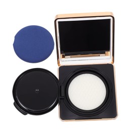 Healeved Portable Makeup Foundation Box Cosmetic Powder Case Sealing for Home and Salon Use Includes Sponge Interior Color