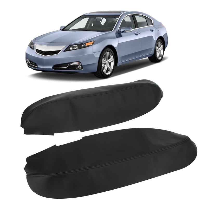 2pcs Front Door Panel Armrest Cover Black Artificial Leather Replacement