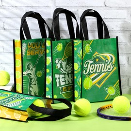 Estune 24 Pcs Sports Party Favor Bags Sports Goodie Treat Bags Non Woven Gift Tote(Tennis)