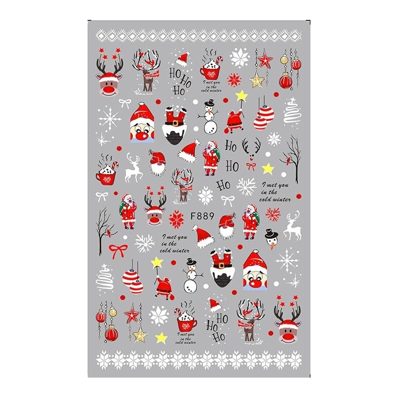 Package includes: 10 pieces Christmas nail stickers, multiple Christmas elements