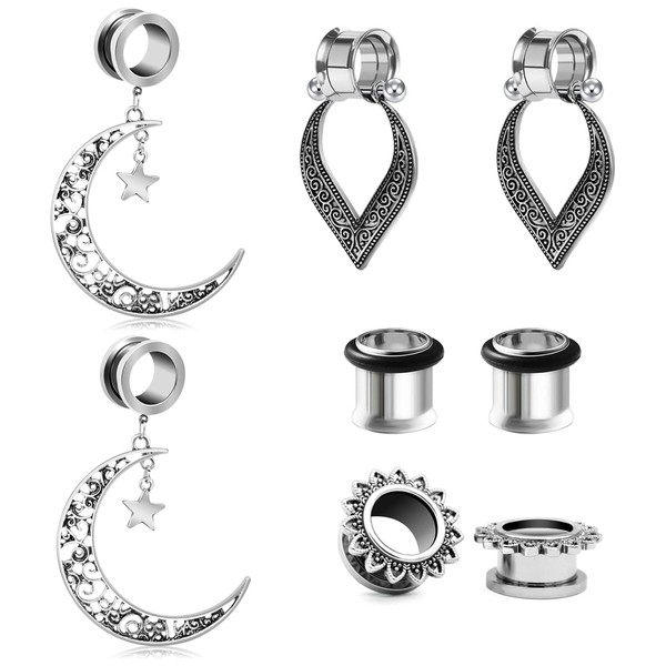 VF VFUN 4 Pairs of Ear Tunnel Plugs Surgical Steel