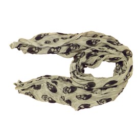 Skull Scarf Long Scarf Gothic Vintage Fashion Scarf Ladies Shawl Wrap Wide Scarf Grey
