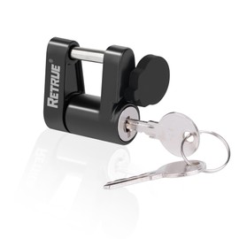 RETRUE Trailer Tongue Coupler Lock with Cap, Trailer Hitch Lock, Dia 1/4 Inch, 3/4 Inch Span for Tow Boat RV Truck Car's Coupler, Black and Silver